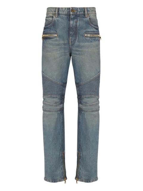 Biker zip-pocket cotton jeans by BALMAIN