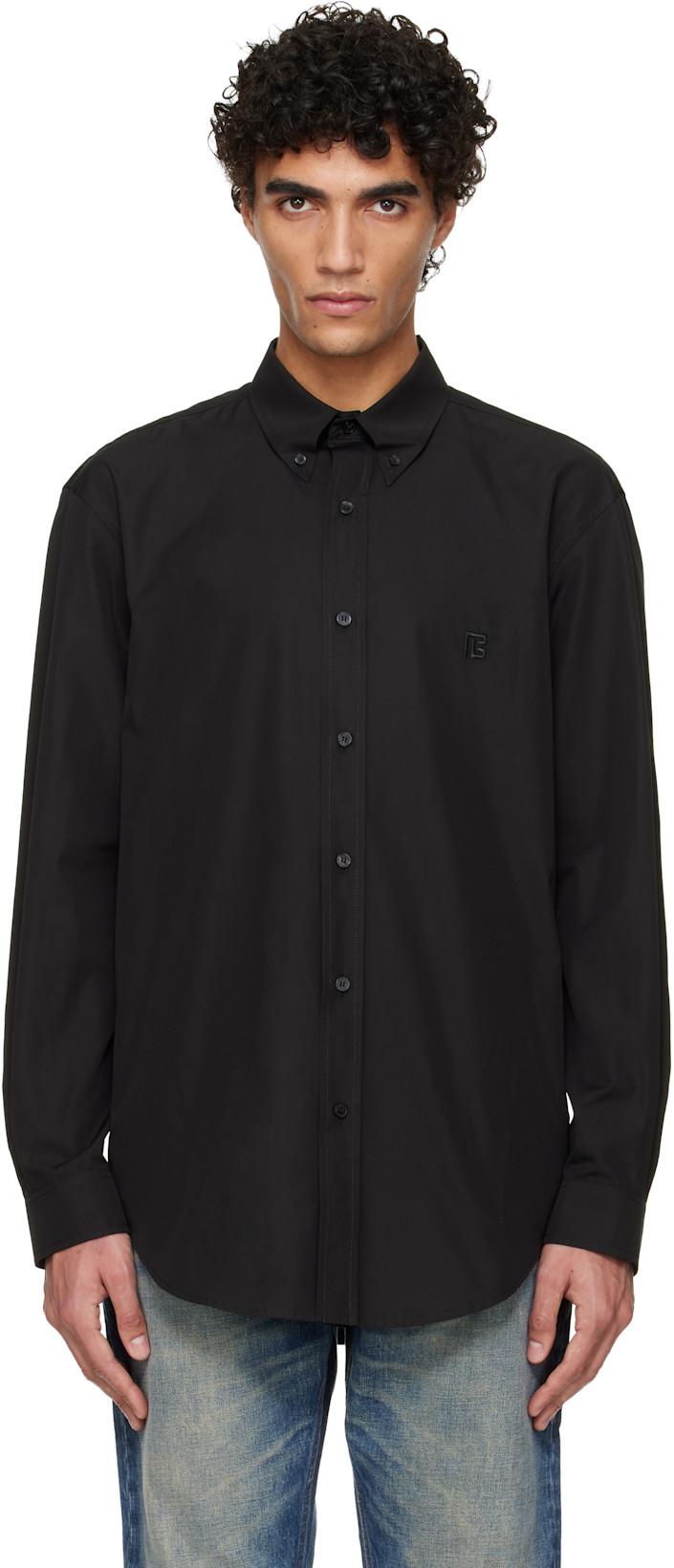 Black Cotton Poplin Shirt by BALMAIN
