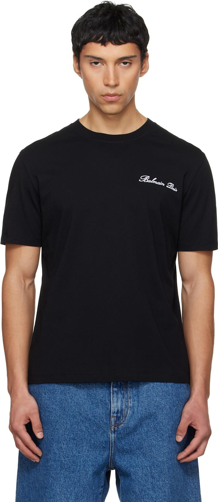 Black Embroidered 'Balmain' Signature T-shirt by BALMAIN