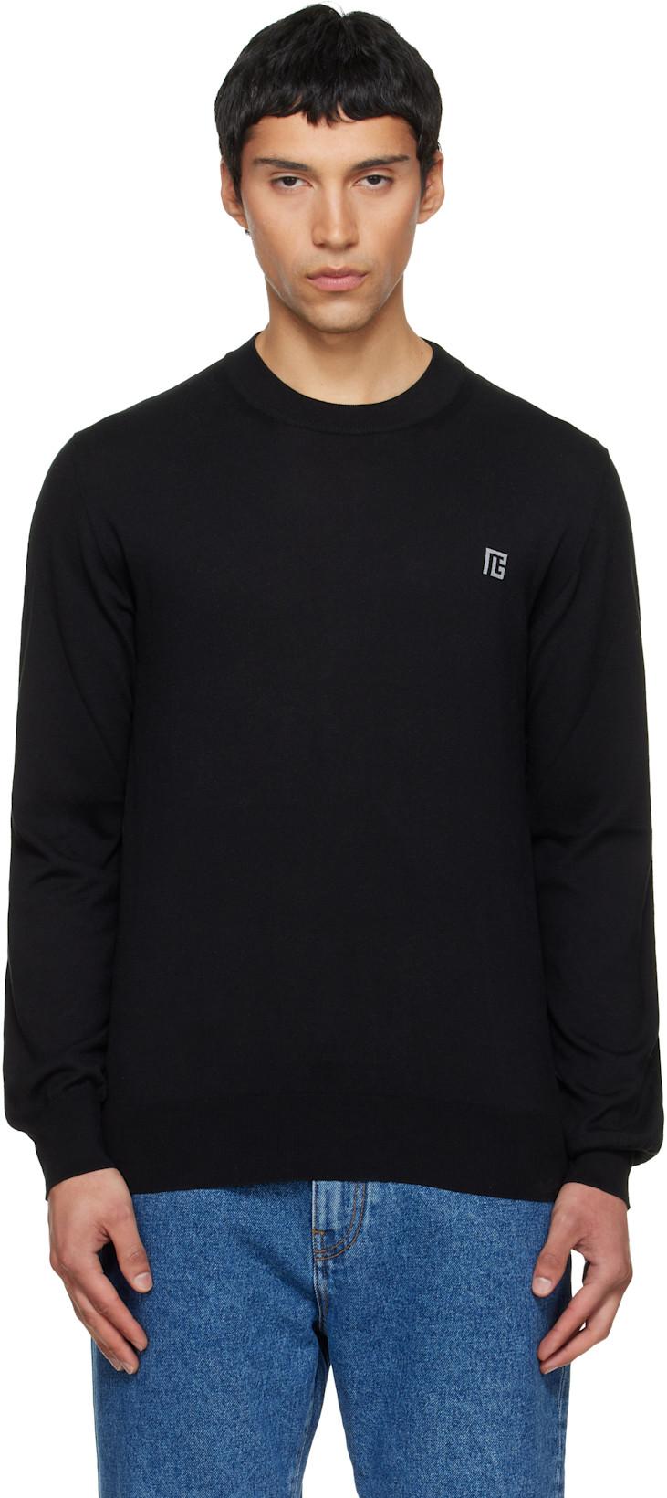 Black Fine Silk & Cotton Sweater by BALMAIN