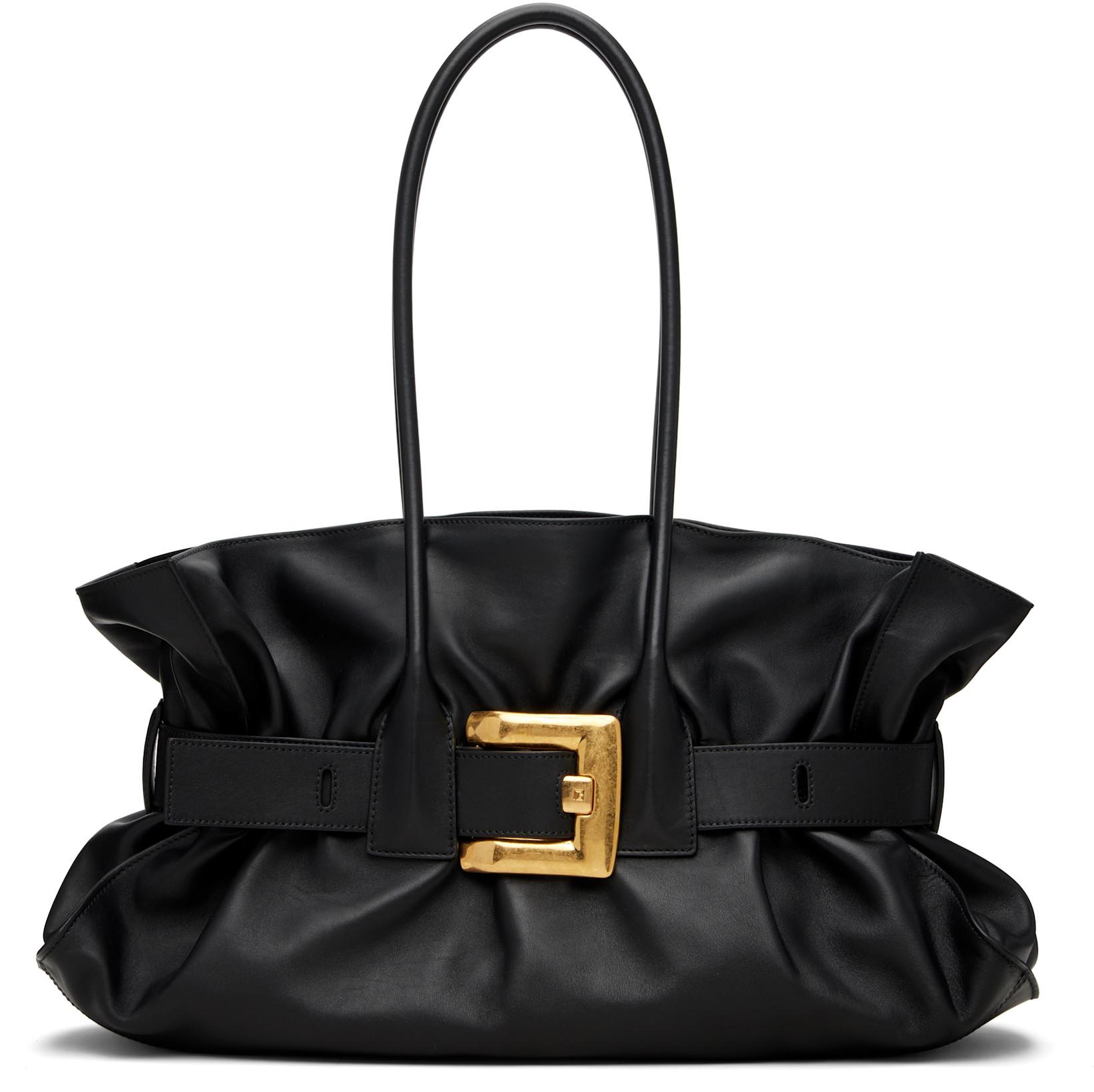 Black Large Calfskin Anthem Tote by BALMAIN