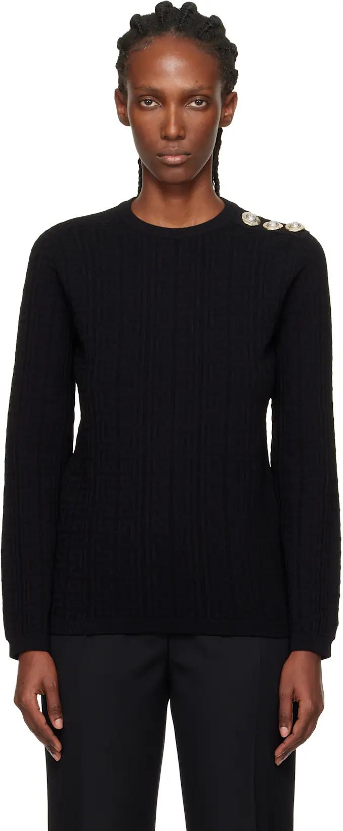 Black Monogram Sweater by BALMAIN