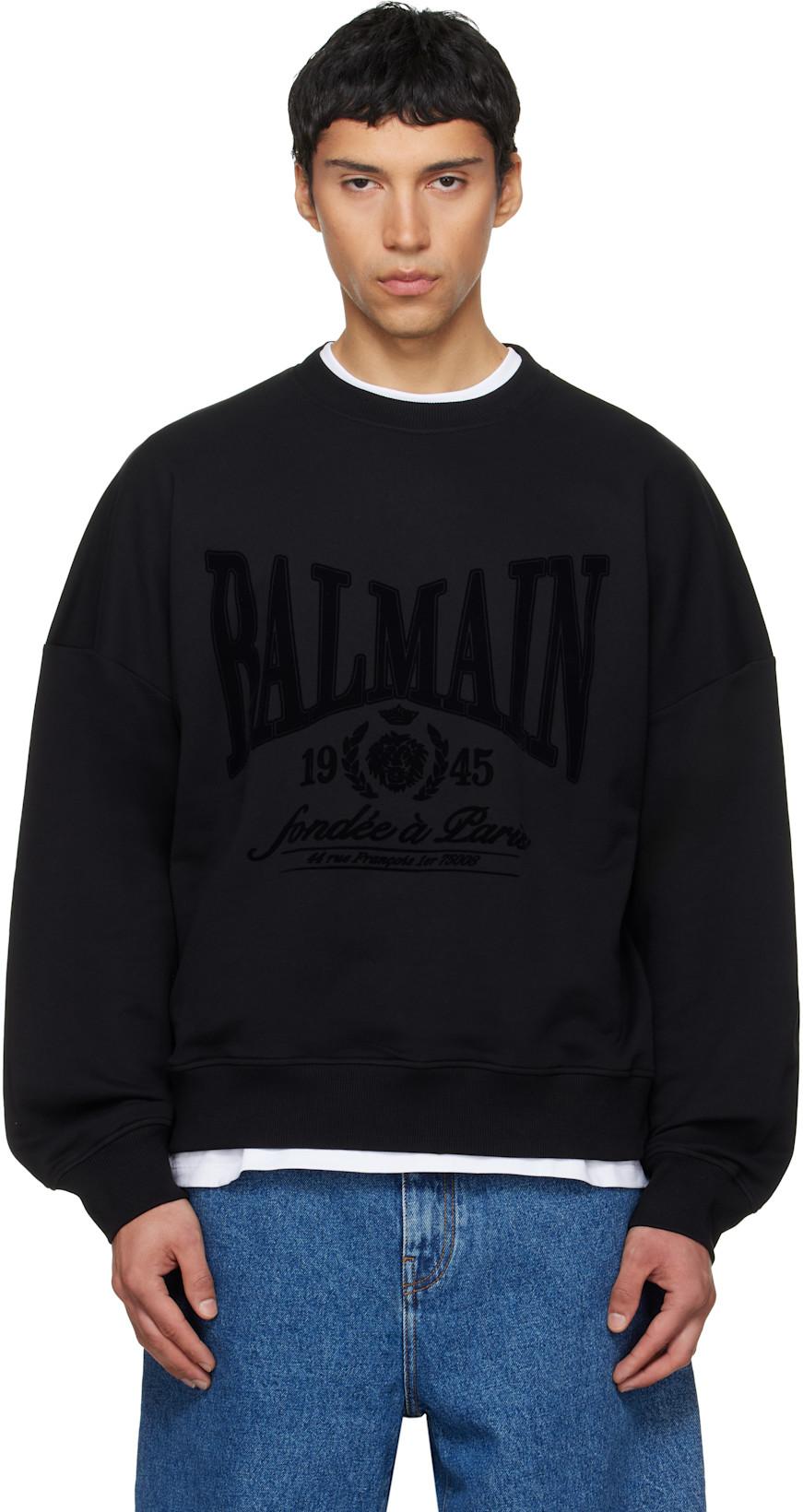 Black Printed Cotton Sweatshirt by BALMAIN