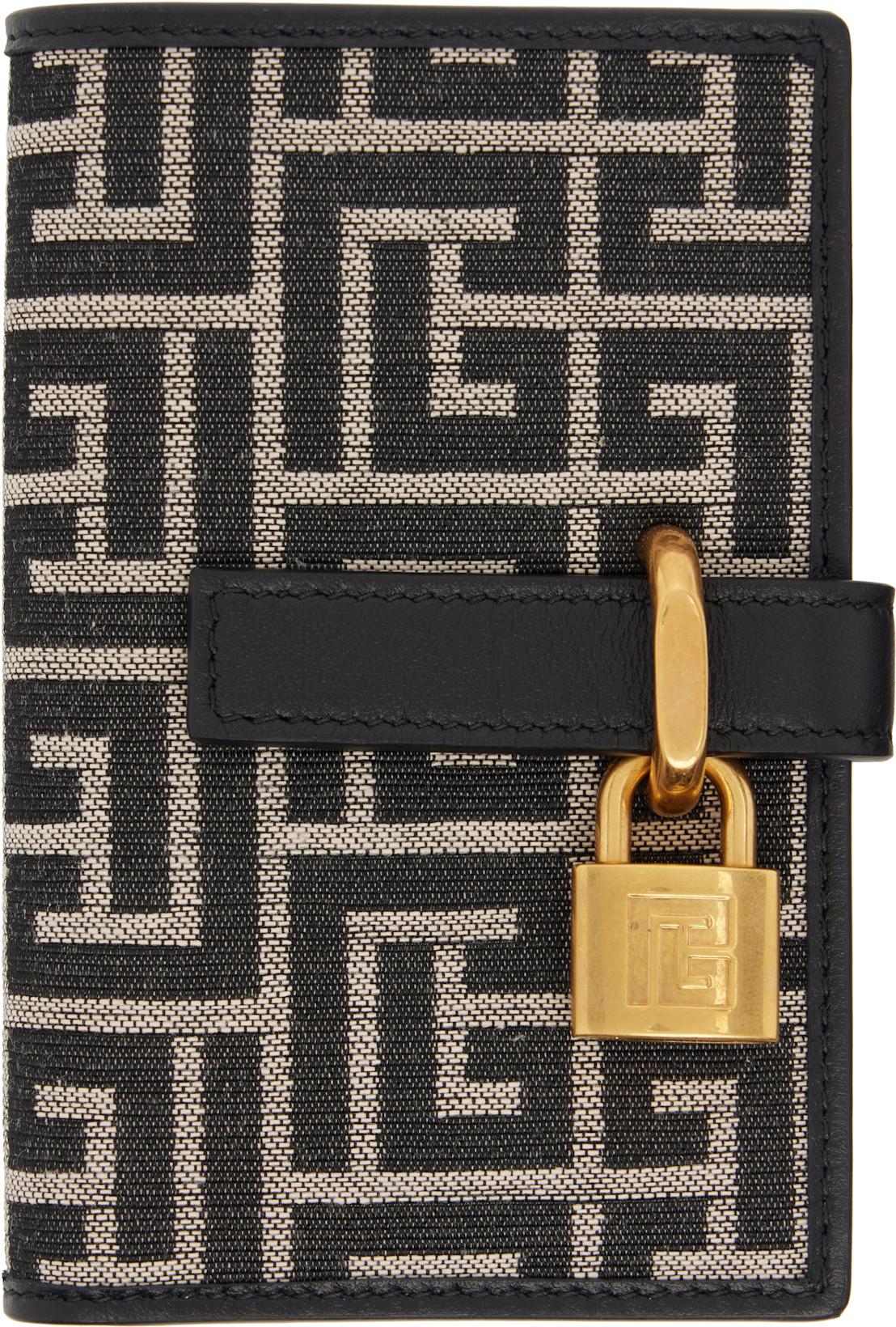 Black Pulse Holder Monogram Jacquard Card Holder by BALMAIN