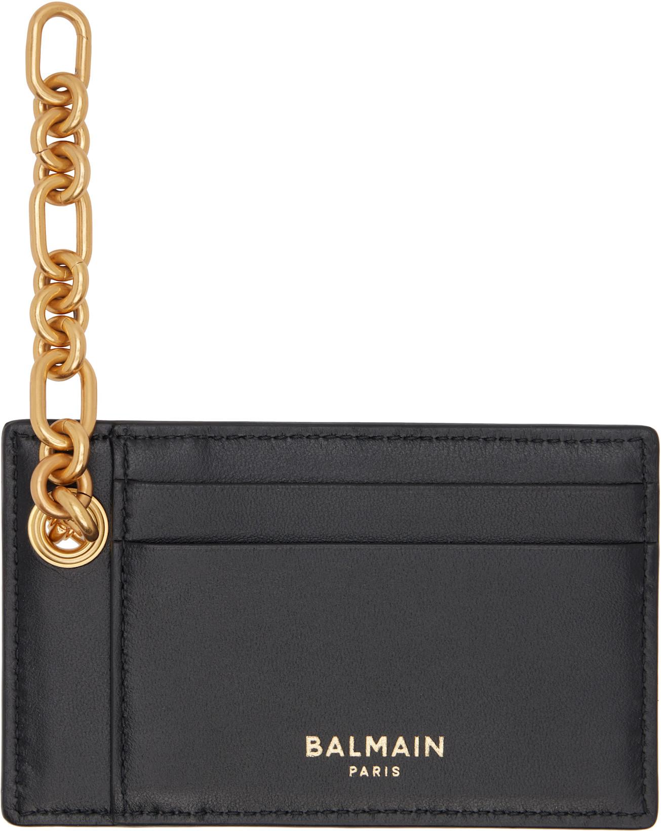 Black Pulse Monogram Jacquard Card Holder by BALMAIN