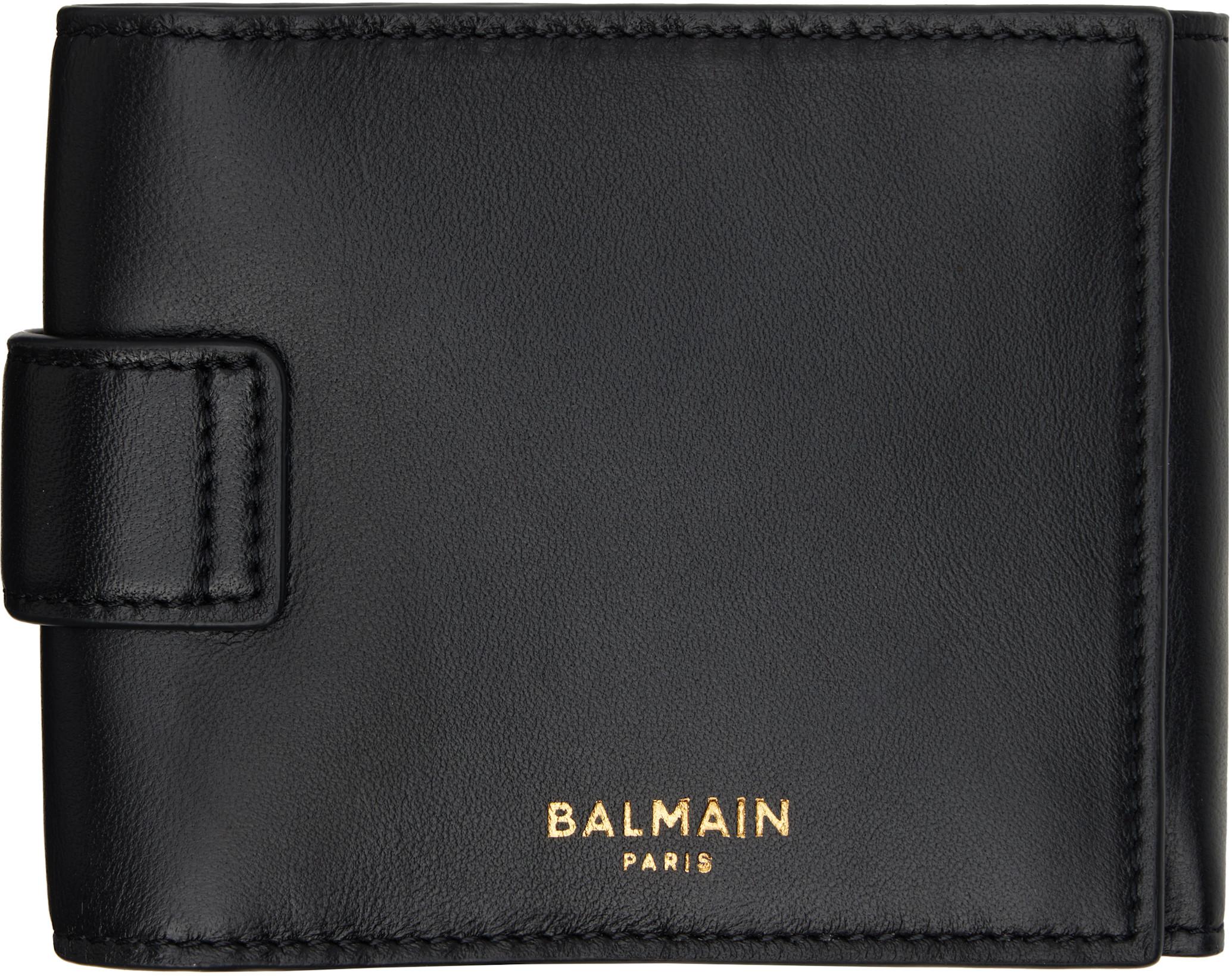 Black Pulse Trifold Lambskin Wallet by BALMAIN