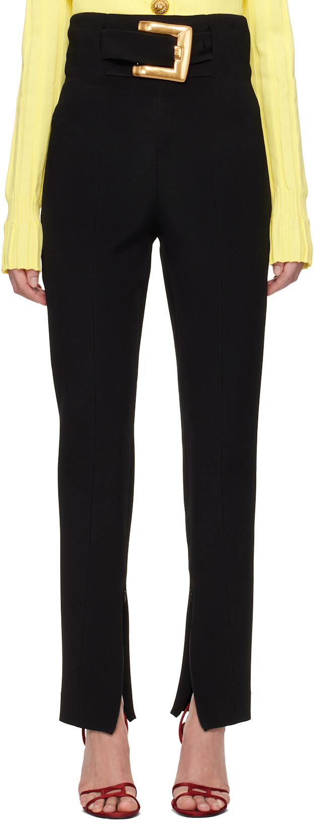 Black Stretch Belt Trousers by BALMAIN
