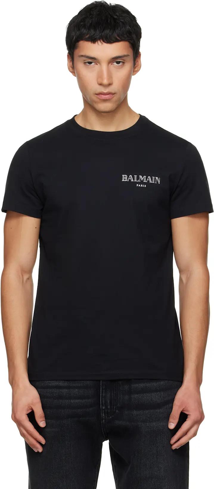 Black Vintage Gel 'Balmain' Logo T-shirt by BALMAIN