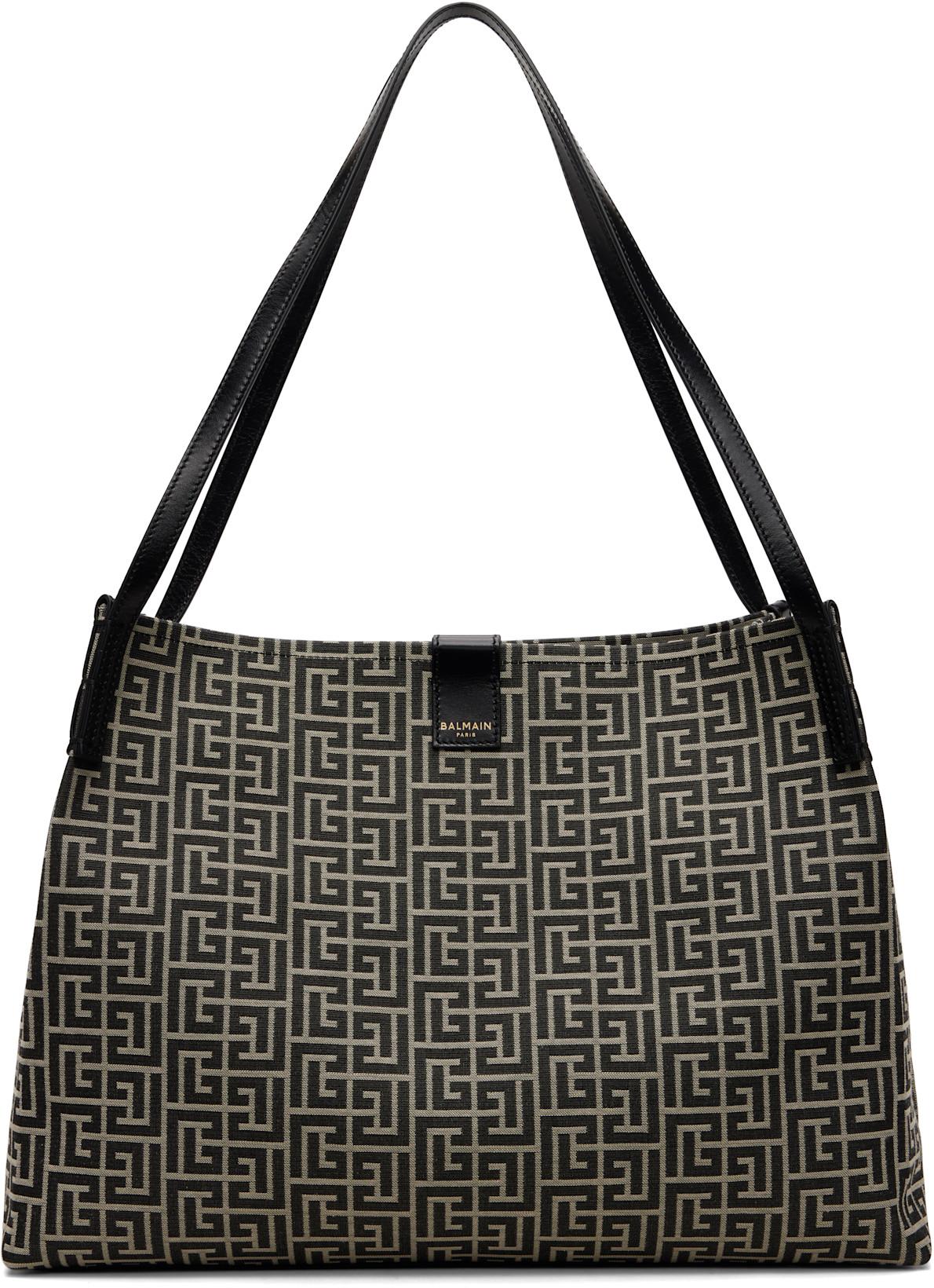 Black & Off-White Medium Release Shopper Tote by BALMAIN