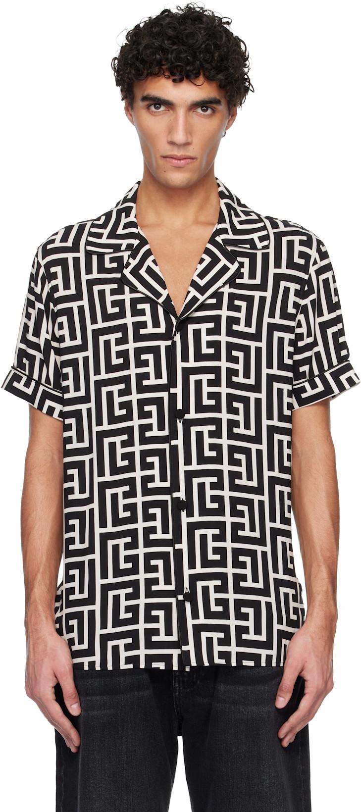 Black & White Pyjama Monogrammed Print Shirt by BALMAIN