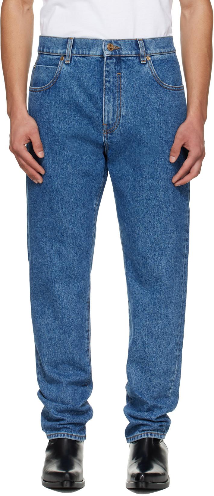 Blue Straight-Cut Jeans by BALMAIN