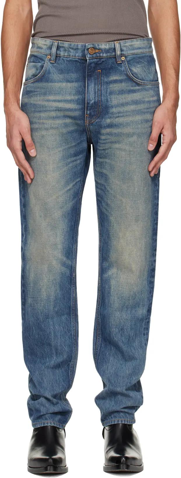 Blue Straight-Cut Jeans by BALMAIN