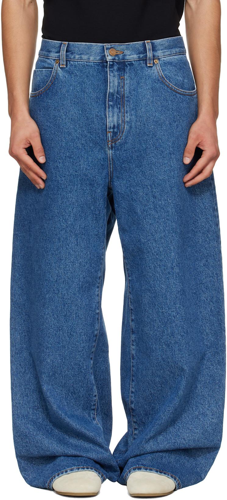 Blue Wide-Leg Jeans by BALMAIN