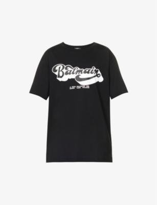 Brand-print regular-fit cotton-jersey T-shirt by BALMAIN