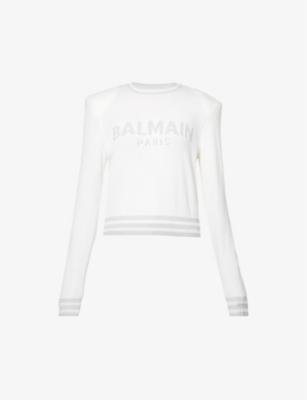 Branded boxy-fit wool-blend jumper by BALMAIN