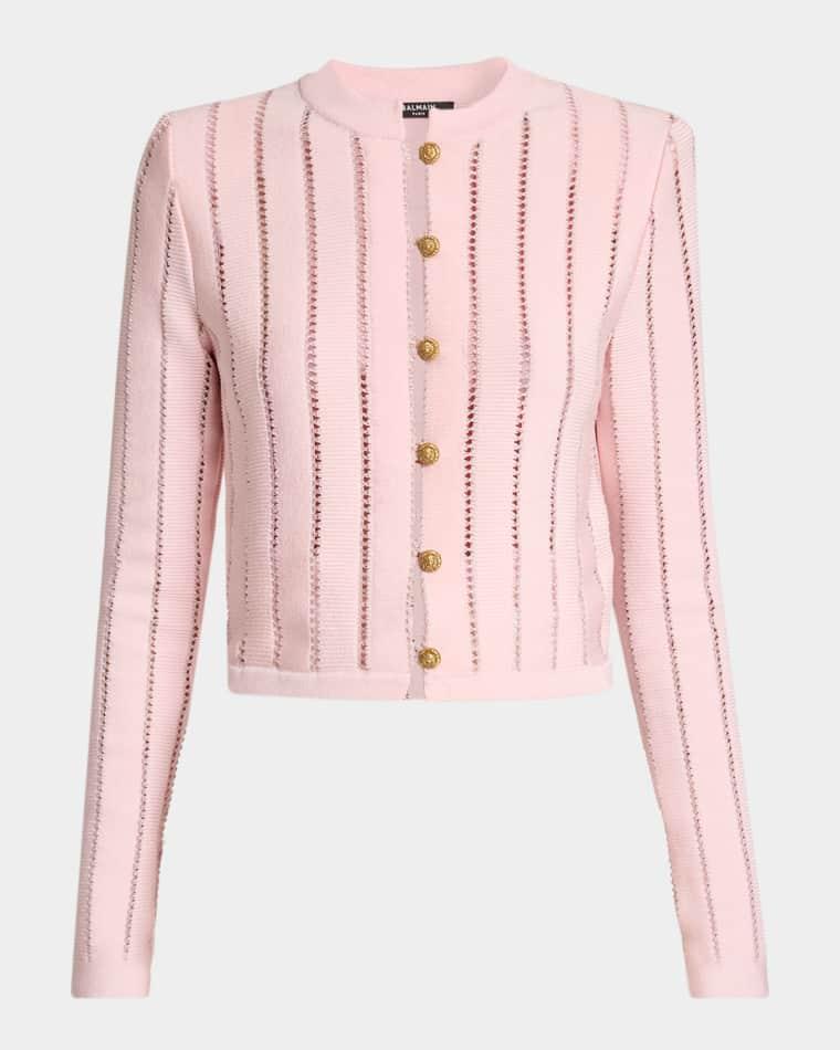 Buttoned Flechage Openwork Cardigan by BALMAIN