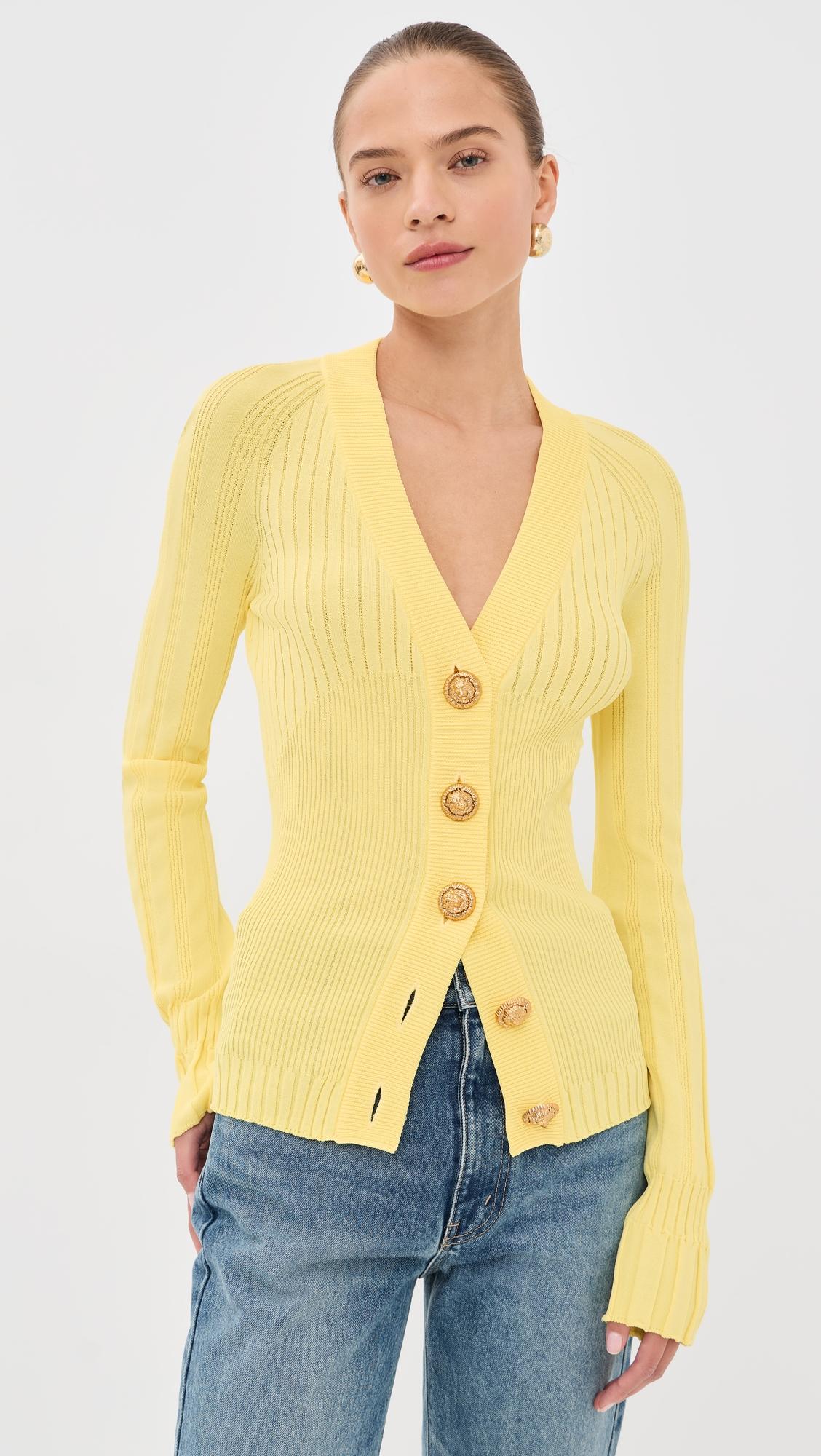 Buttoned V Neck Light Knit Cardigan by BALMAIN