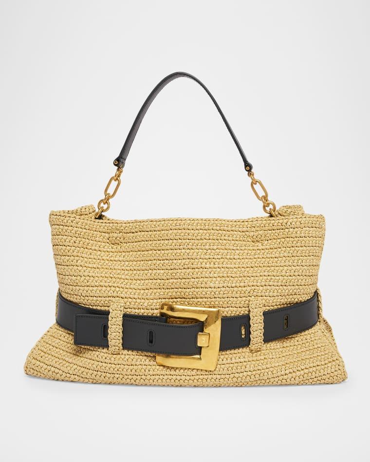 Cabas Mini Faux Raffia Top-Handle Bag by BALMAIN
