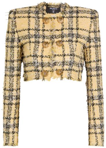 Checked tweed cropped jacket by BALMAIN