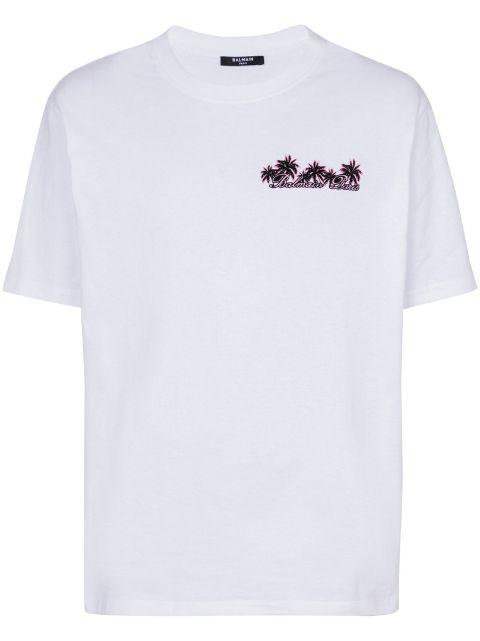 Club-print cotton T-shirt by BALMAIN
