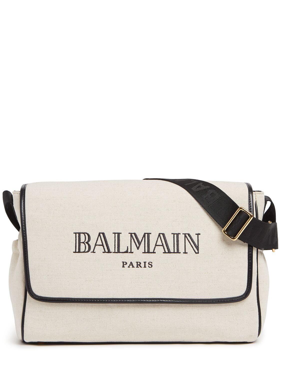 Cotton Canvas Changing Bag W/ Logo by BALMAIN