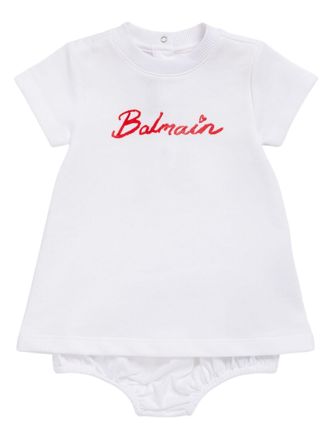 Cotton Jersey Dress & Diaper Cover by BALMAIN