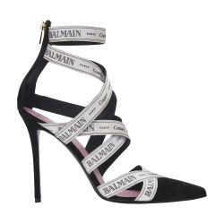 Couture suede heels with Balmain ribbon motif by BALMAIN