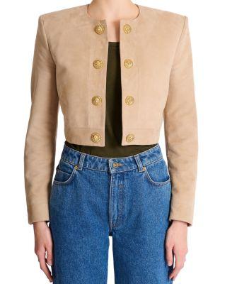 Cropped Suede Leather Jacket by BALMAIN