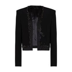 Cropped crepe jacket with love letter embroidery by BALMAIN