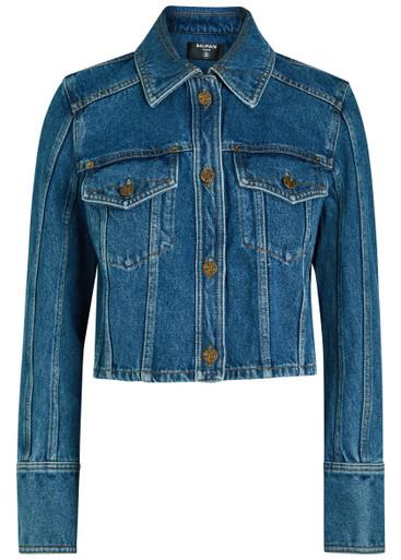 Cropped denim jacket by BALMAIN