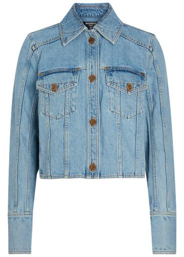 Cropped denim jacket by BALMAIN