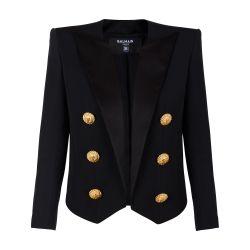 Cropped grain de poudre edge-to-edge jacket with 6 buttons by BALMAIN