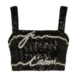 Cropped top with love letter embroidery by BALMAIN