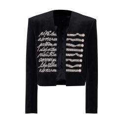 Cropped velvet jacket with love letter embroidery by BALMAIN