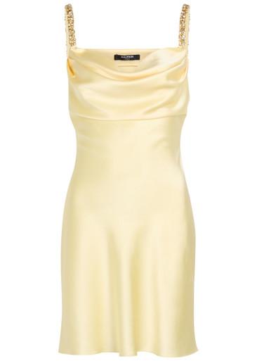 Crystal-embellished silk mini dress by BALMAIN