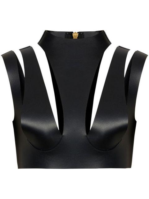 Cut-Out leather crop top by BALMAIN