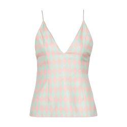 Diamond printed silk top by BALMAIN