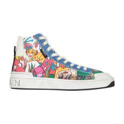 Disney X Balmain: The Lion King - B-Court Enfant Précoce printed high-top sneakers by BALMAIN
