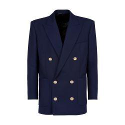 Double-breasted twill blazer by BALMAIN