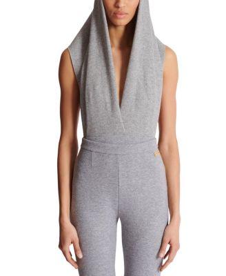 Draped Bodysuit With Hood by BALMAIN