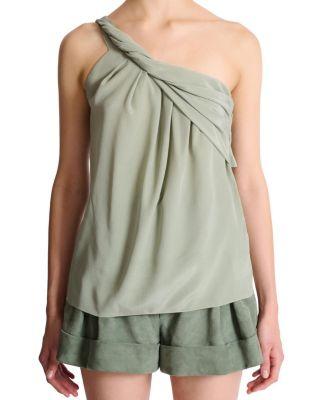 Draped One-Shoulder Silk Crepe Top by BALMAIN