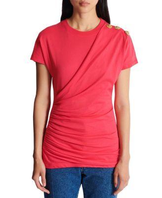 Draped T-Shirt with Buttons by BALMAIN