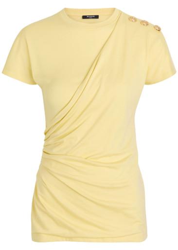 Draped cotton T-shirt by BALMAIN