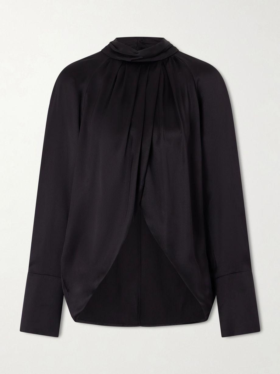 Draped silk-satin blouse by BALMAIN