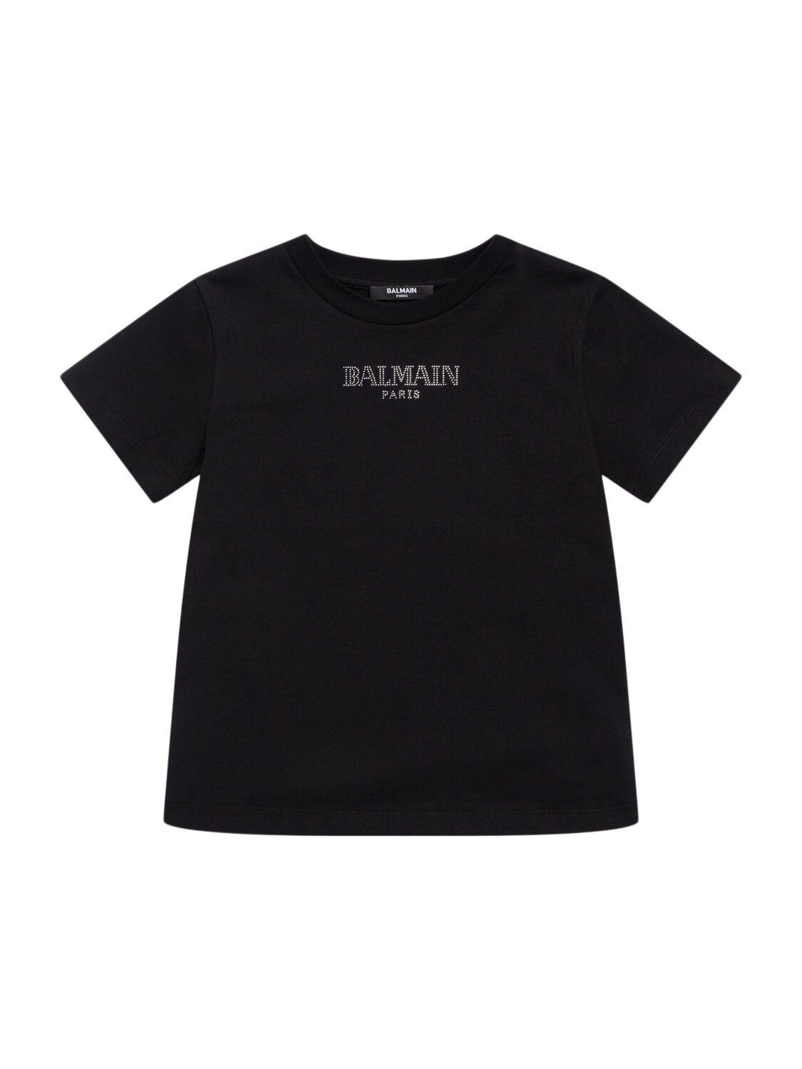 Embellished Cotton Jersey T-shirt by BALMAIN