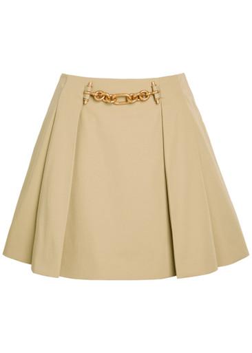 Embellished pleated cotton mini skirt by BALMAIN