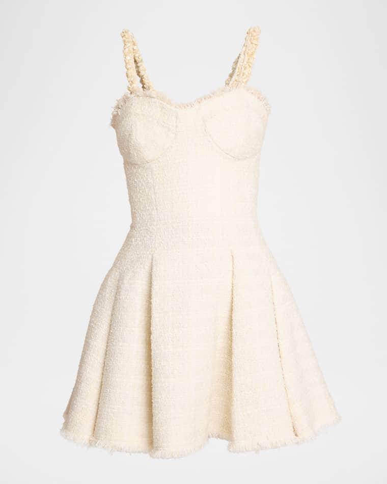 Embroidered Tweed Bustier Mini Dress by BALMAIN