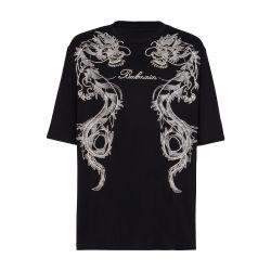 Embroidered dragon and diamanté t-shirt by BALMAIN