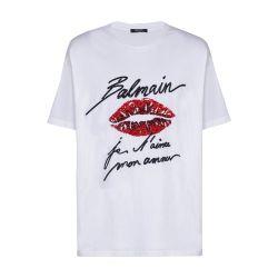 Embroidered t-shirt with Balmain love letter and Lips by BALMAIN