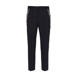 Embroidered tailored grain de poudre trousers by BALMAIN